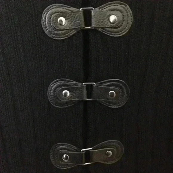 Tahari Ribbed Snap Buttons Merino Black S Cardigan - Picture 4 of 5